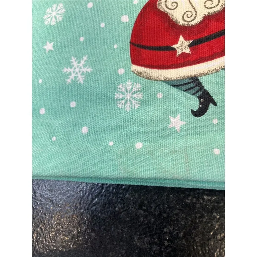 Johanna‎ Parker Mint Green Santa Claus Christmas Cotton PLACEMATS Set of 4 New
